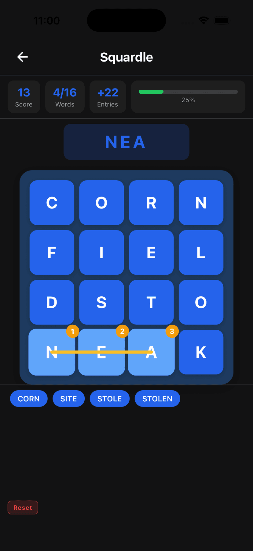 Squardle word drag game