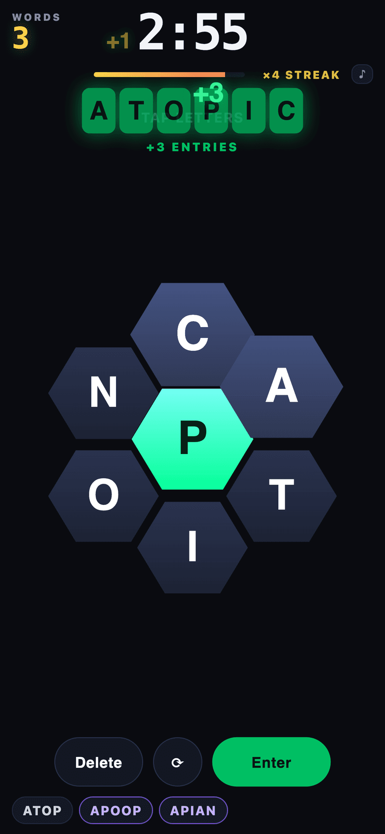 Winner Words game